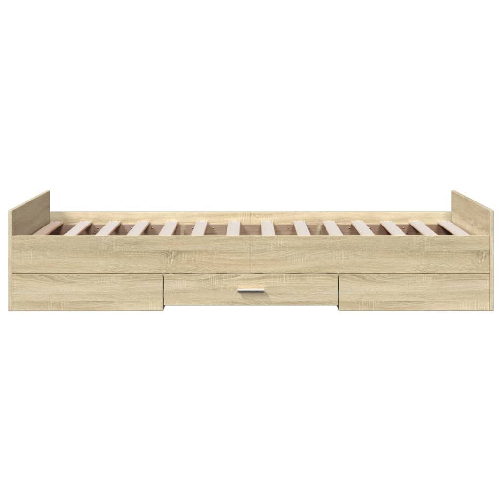 vidaXL Bedframe met lades bewerkt hout sonoma eikenkleurig 100x200 cm