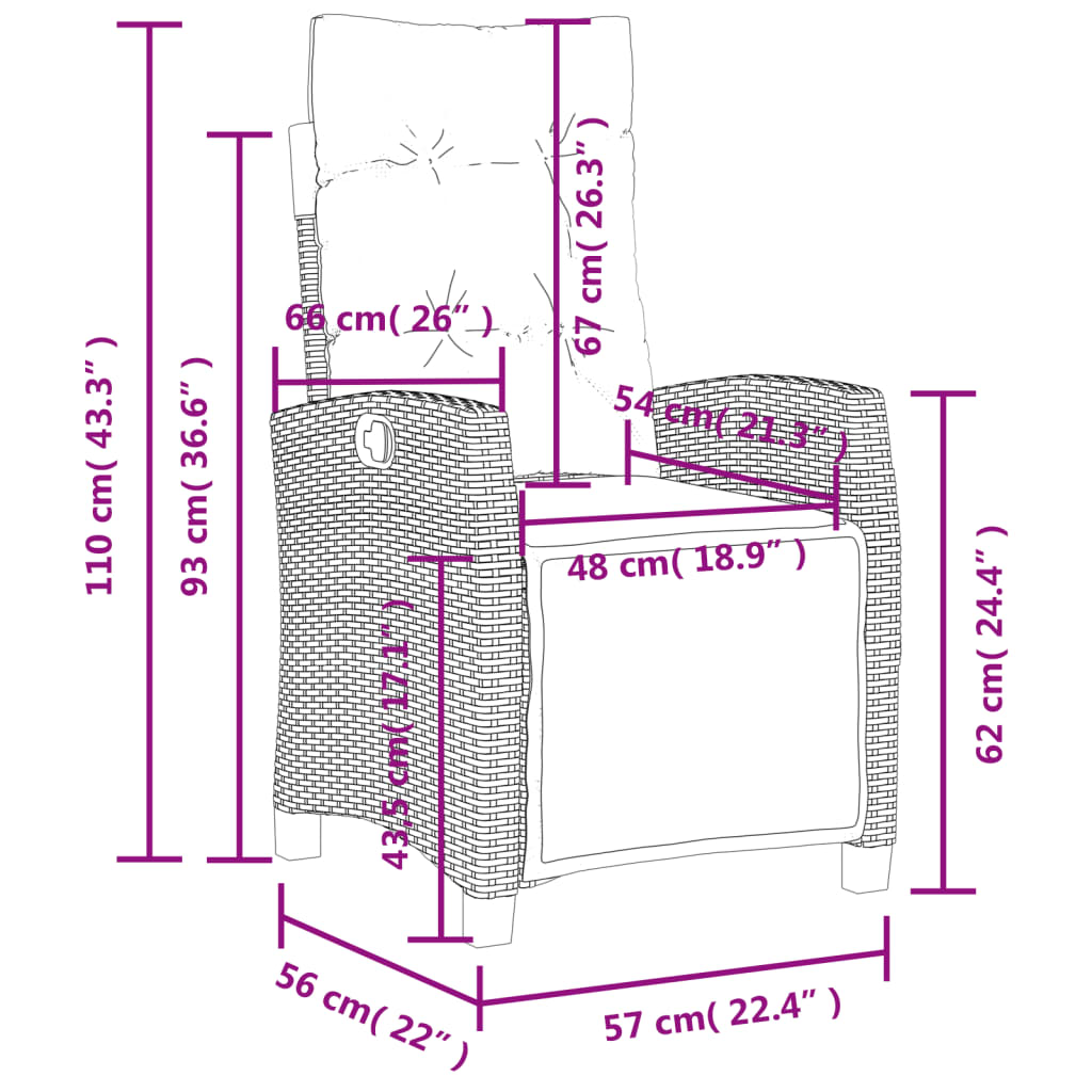 vidaXL 3-delige Tuinset met kussens poly rattan grijs