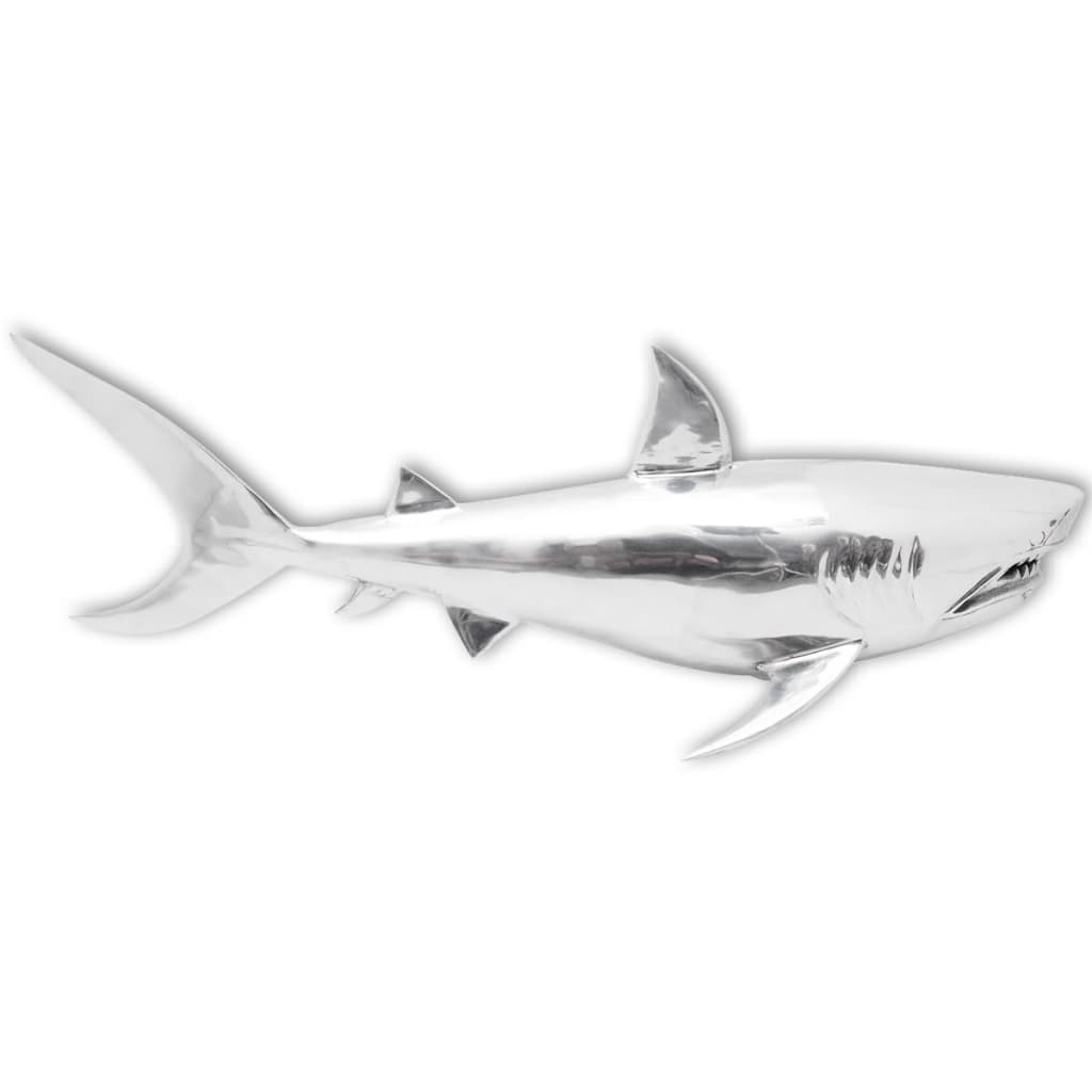vidaXL Muurdecoratie haai aluminium zilver