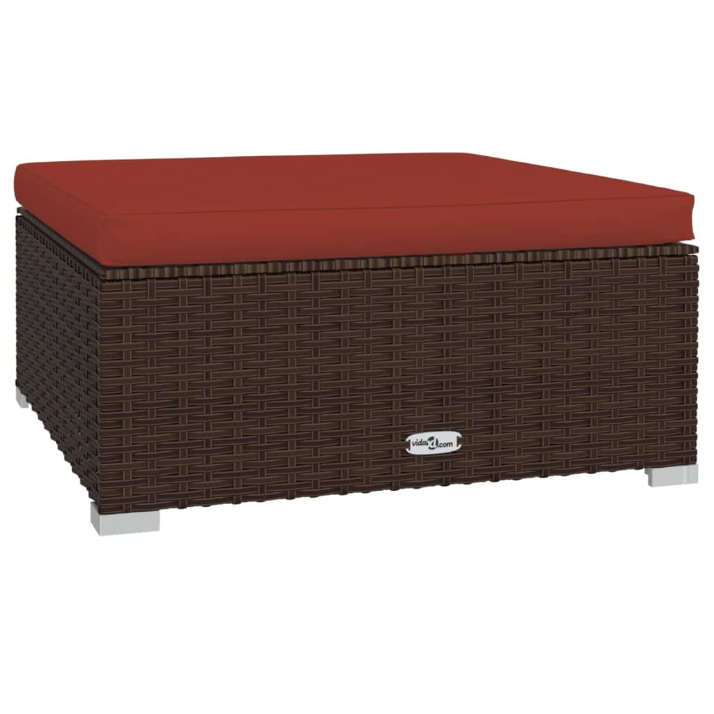 vidaXL 9-delige Loungeset met kussens poly rattan bruin