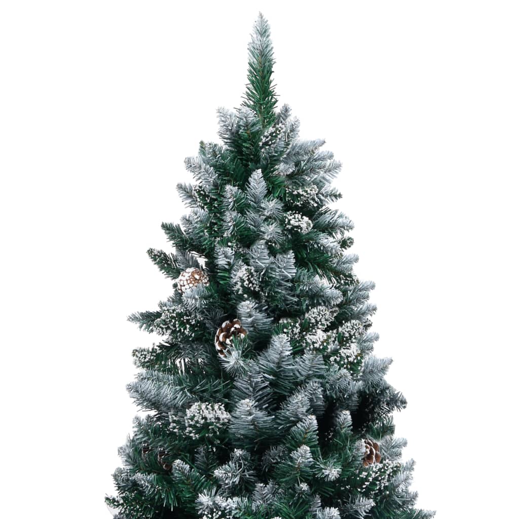 vidaXL Kunstkerstboom met LED's en dennenappels en witte sneeuw 240 cm
