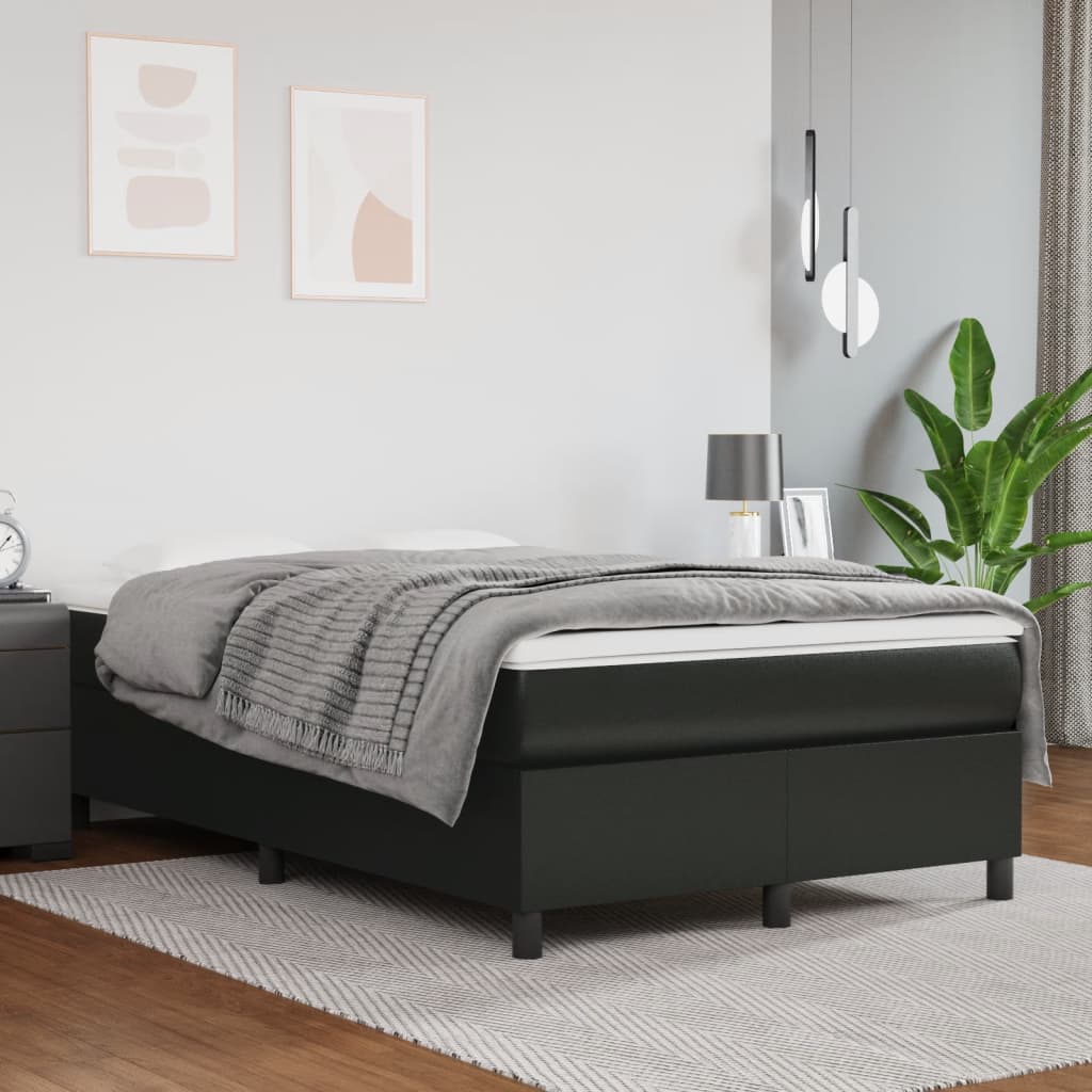 vidaXL Boxspring met matras kunstleer zwart 120x190 cm