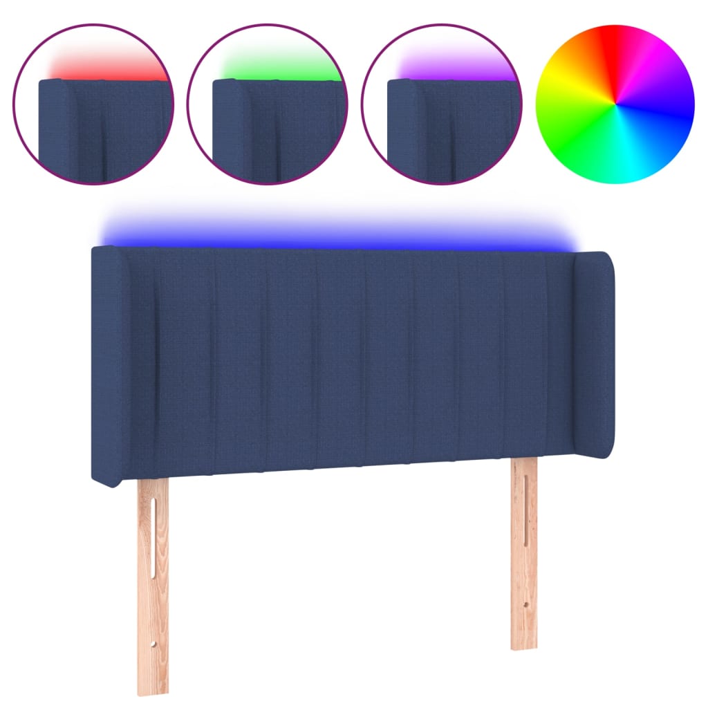 vidaXL Hoofdbord LED 83x16x78/88 cm stof blauw