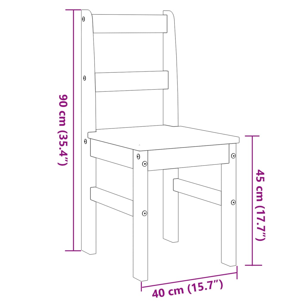 vidaXL Eetkamerstoelen 2 st Panama 40x46x90 cm grenenhout grijs