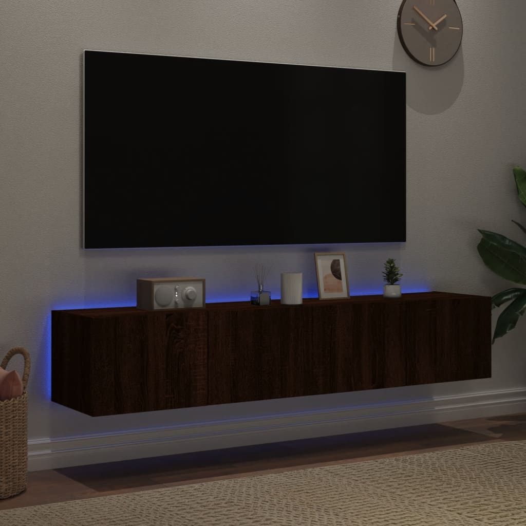 vidaXL Tv-wandmeubels met LED-verlichting 2 st 80x35x31 cm bruineiken