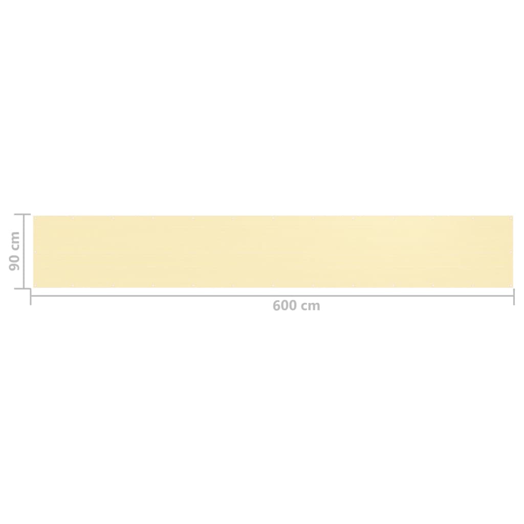 vidaXL Balkonscherm 90x600 cm HDPE beige