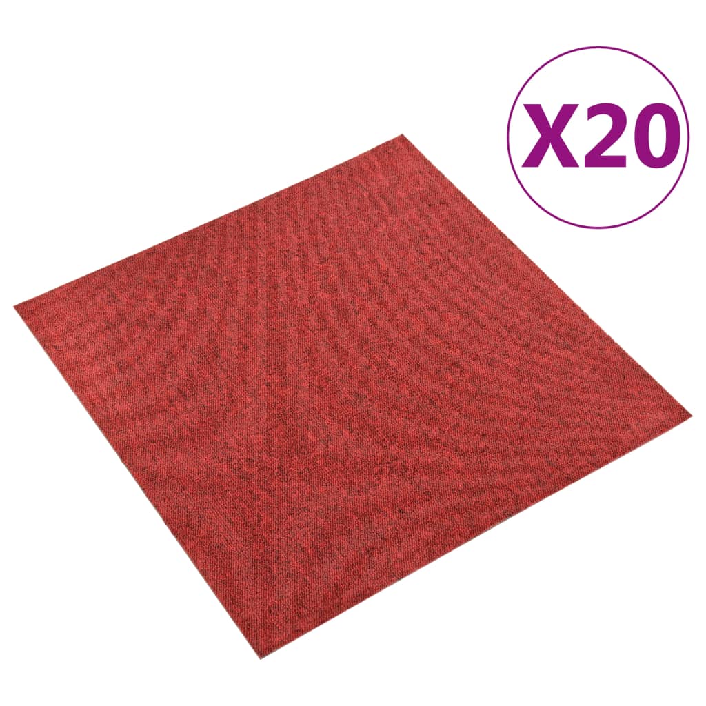 vidaXL Tapijttegels 20 st 5 m² 50x50 cm rood