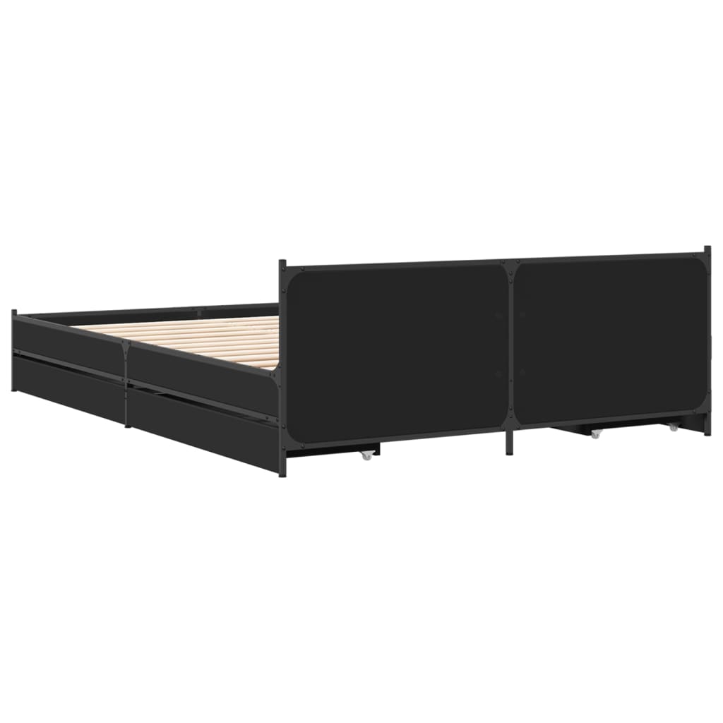 vidaXL Bedframe met lades bewerkt hout zwart 120x200 cm