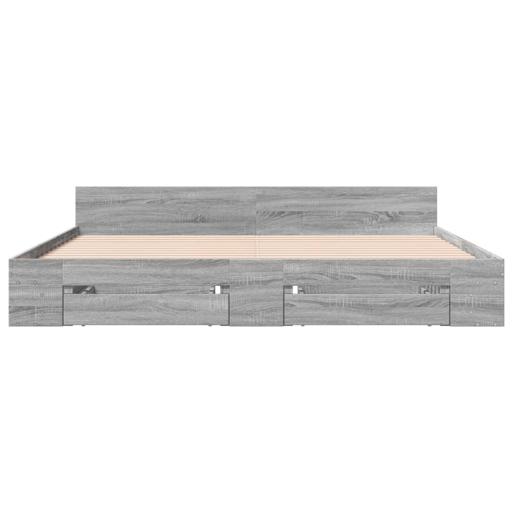 vidaXL Bedframe met lades bewerkt hout grijs sonoma eiken 180x200 cm