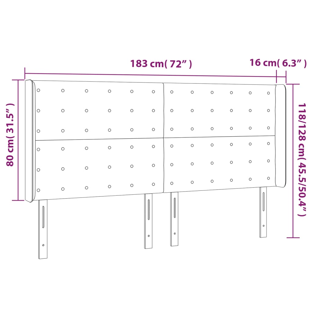 vidaXL Hoofdbord LED 183x16x118/128 cm kunstleer cappuccinokleurig