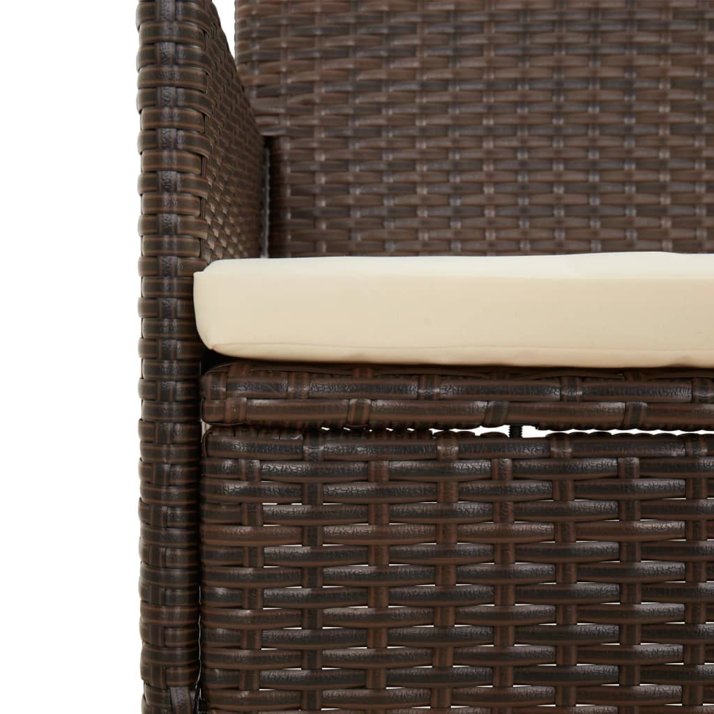 vidaXL 4-delige Loungeset met kussens poly rattan bruin