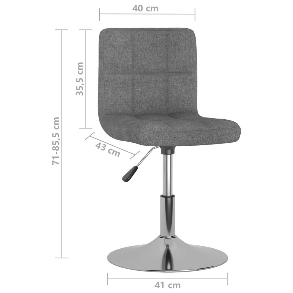 vidaXL Eetkamerstoelen draaibaar 2 st stof lichtgrijs