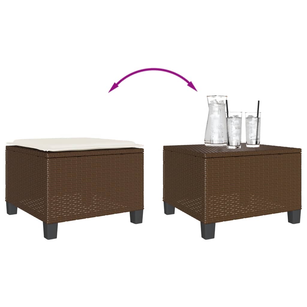 vidaXL 3-delige Bistroset met kussens poly rattan bruin