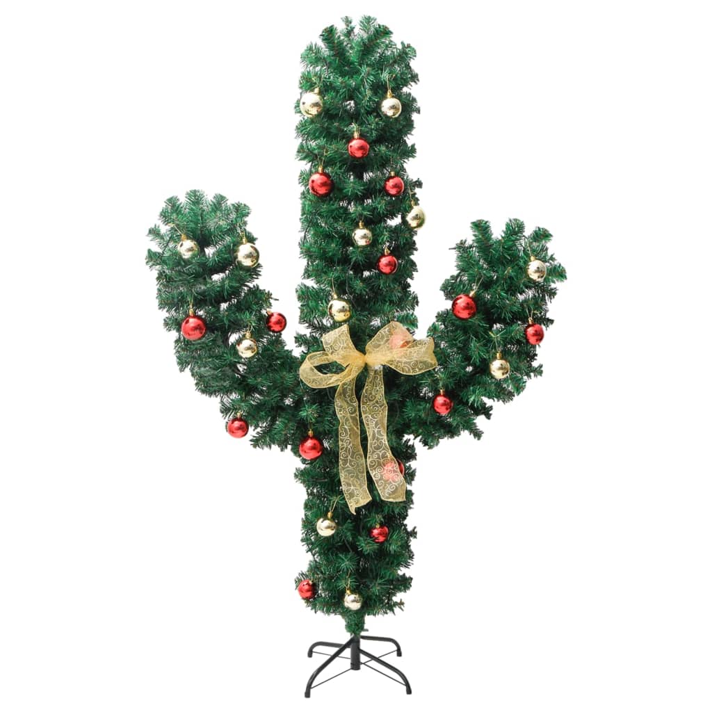 vidaXL Kerstcactus met standaard en LED's 180 cm PVC groen