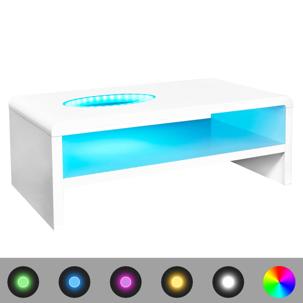 zag Lezen Schrijfmachine vidaXL Salontafel met LED hoogglans wit online kopen | vidaXL.be