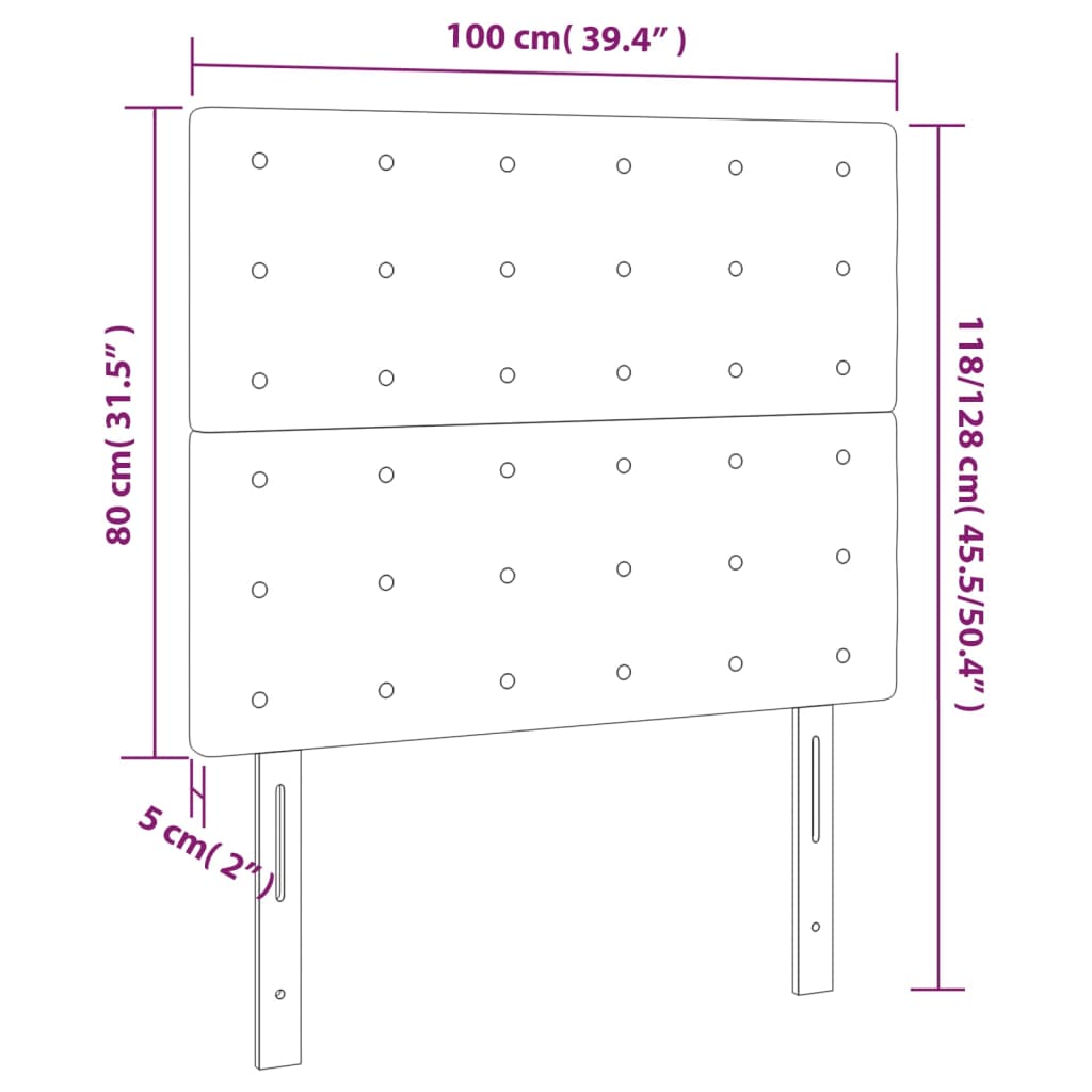 vidaXL Hoofdbord LED 100x5x118/128 cm stof blauw