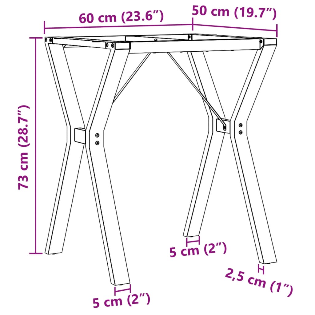 vidaXL Eettafelpoten Y-frame 60x50x73 cm gietijzer