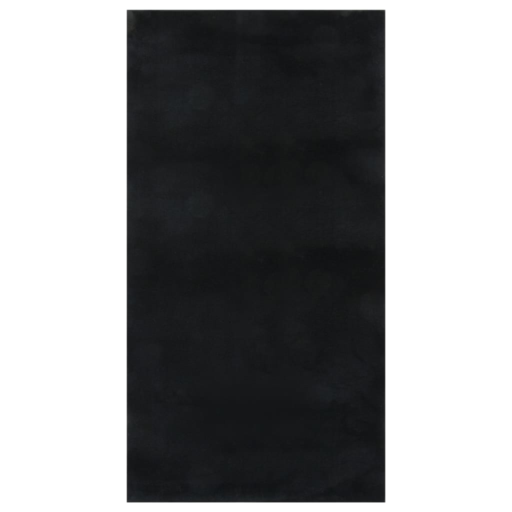 vidaXL Vloerkleed wasbaar pluizig korte pool anti-slip 80x150 cm zwart