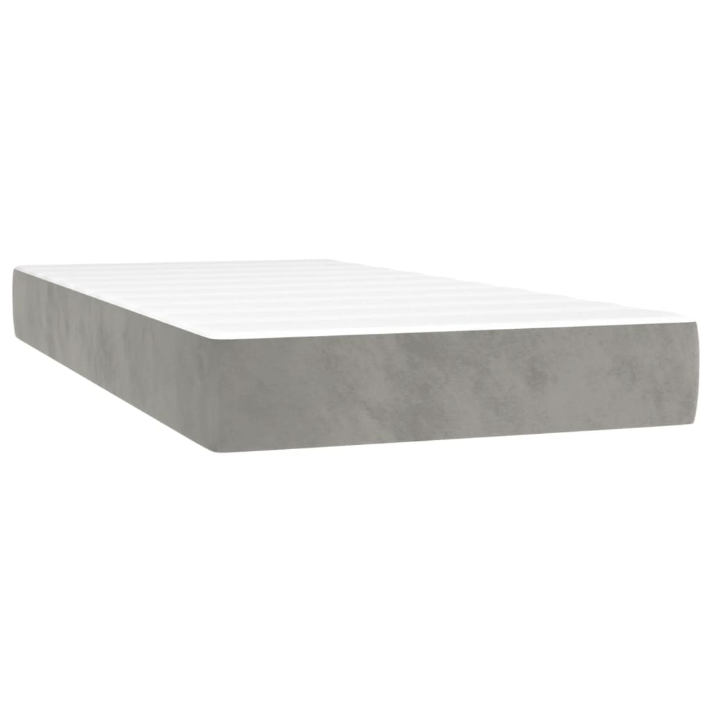 vidaXL Boxspring met matras fluweel lichtgrijs 100x200 cm