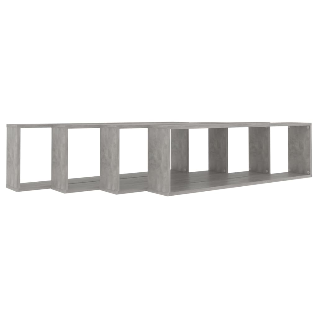 vidaXL Wandschappen kubus 4 st 100x15x30 cm spaanplaat betongrijs