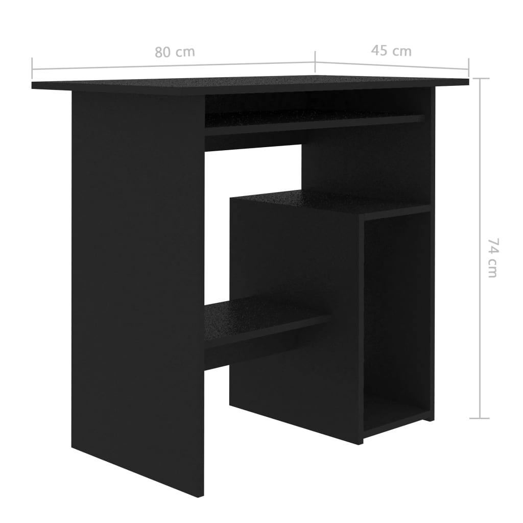 vidaXL Bureau 80x45x74 cm bewerkt hout zwart
