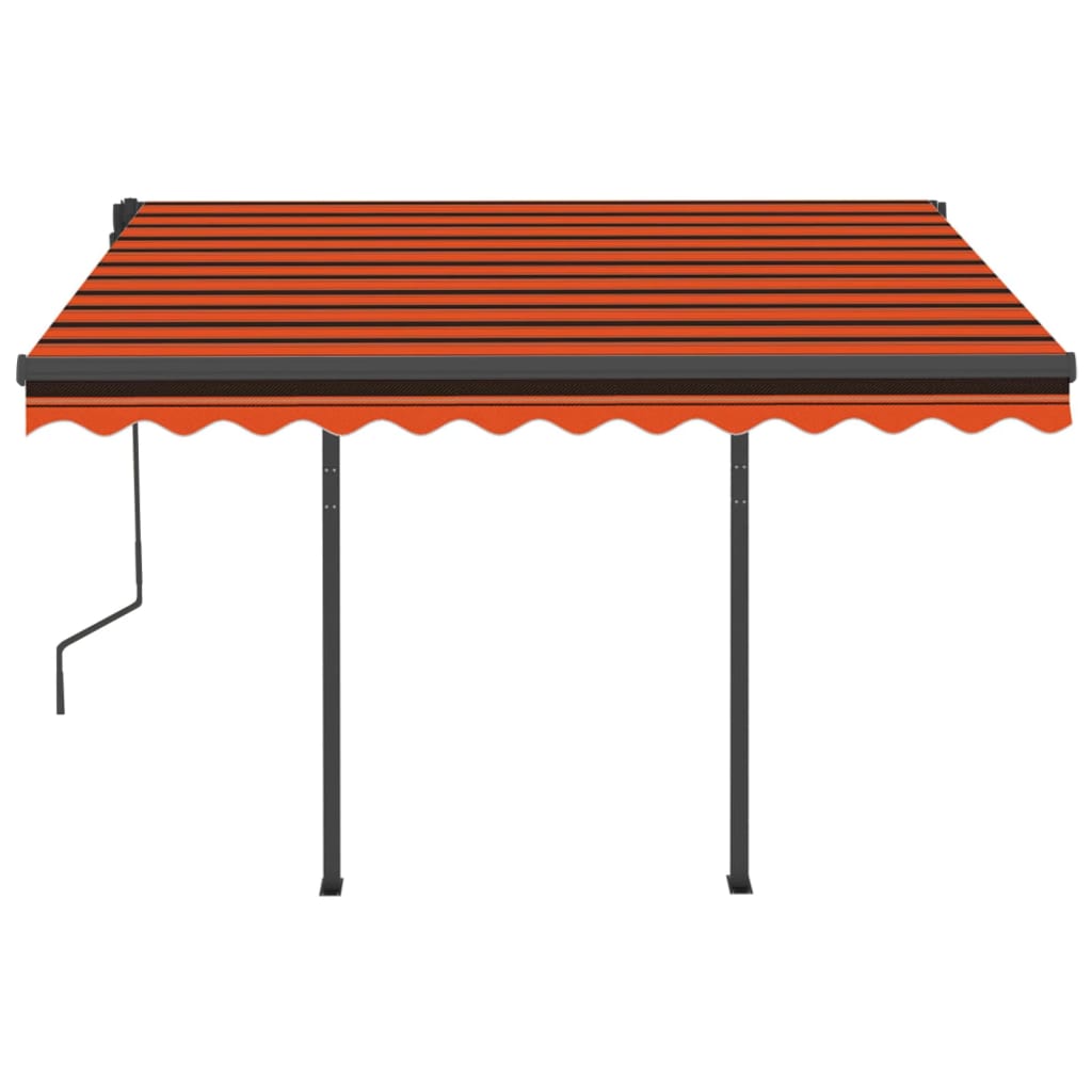 vidaXL Luifel handmatig uittrekbaar met palen 3x2,5 m oranje en bruin