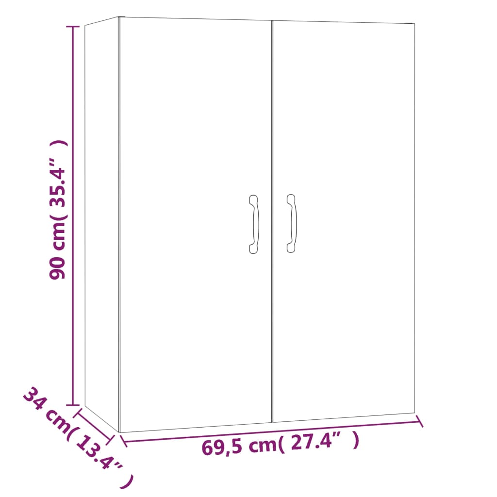 vidaXL Hangkast 69,5x34x90 cm bewerkt hout zwart