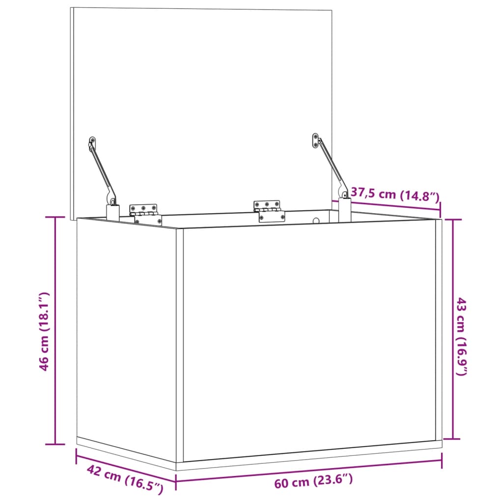 vidaXL Opbergbox 60x42x46 cm bewerkt hout sonoma eikenkleurig