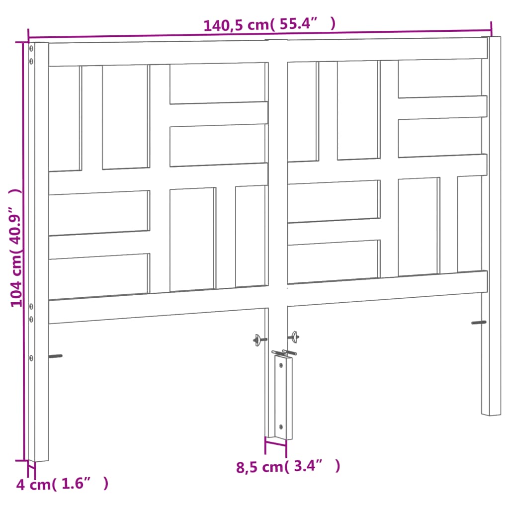 vidaXL Hoofdbord 135 cm massief grenenhout wasbruin