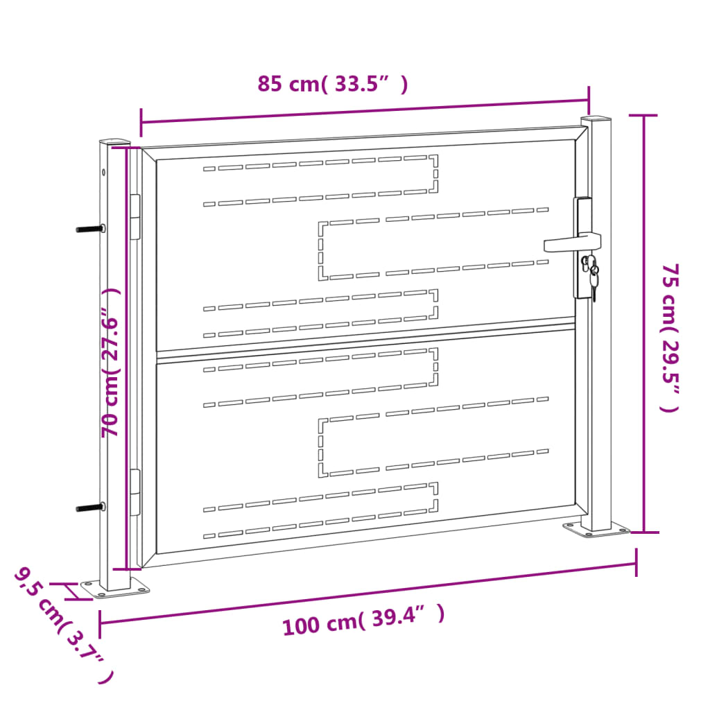 vidaXL Poort 100x75 cm roestvrij staal