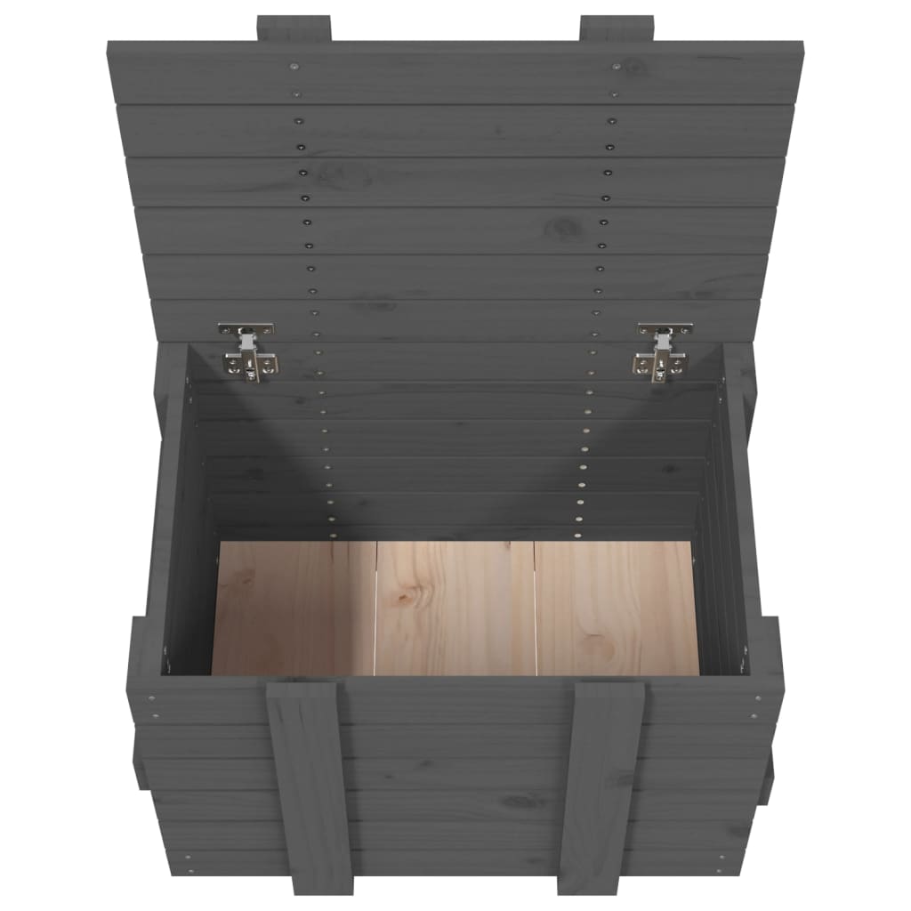 vidaXL Opbergbox 58x40,5x42 cm massief grenenhout grijs
