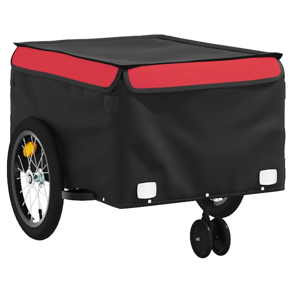 vidaXL Fietstrailer 45 kg ijzer zwart en rood