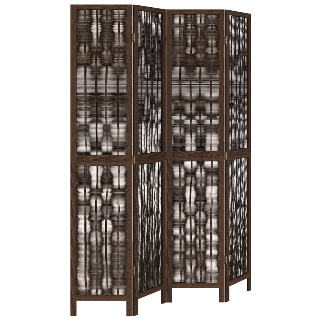 vidaXL Kamerscherm met 4 panelen massief paulowniahout donkerbruin