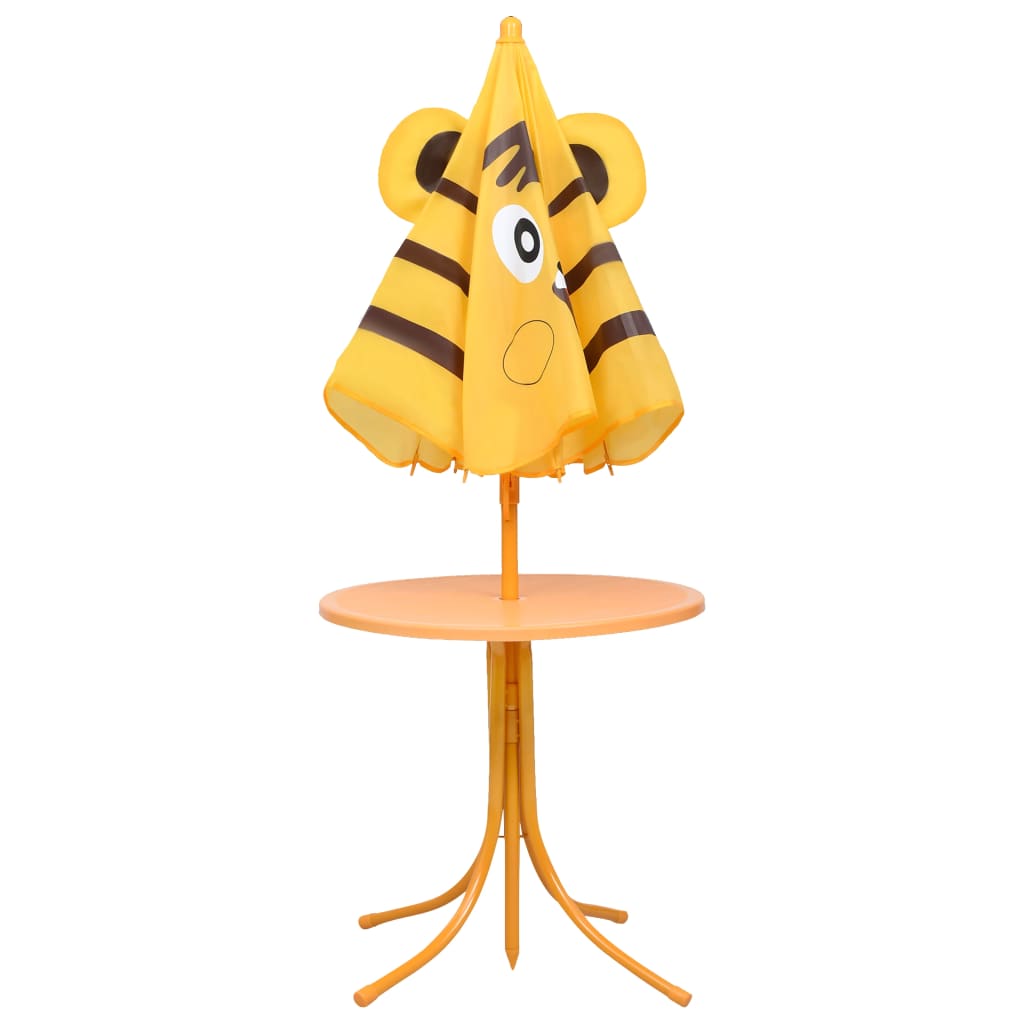 vidaXL 3-delige Bistroset voor kinderen met parasol geel