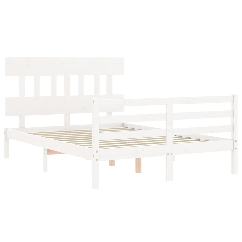 vidaXL Bedframe met hoofdbord massief hout wit