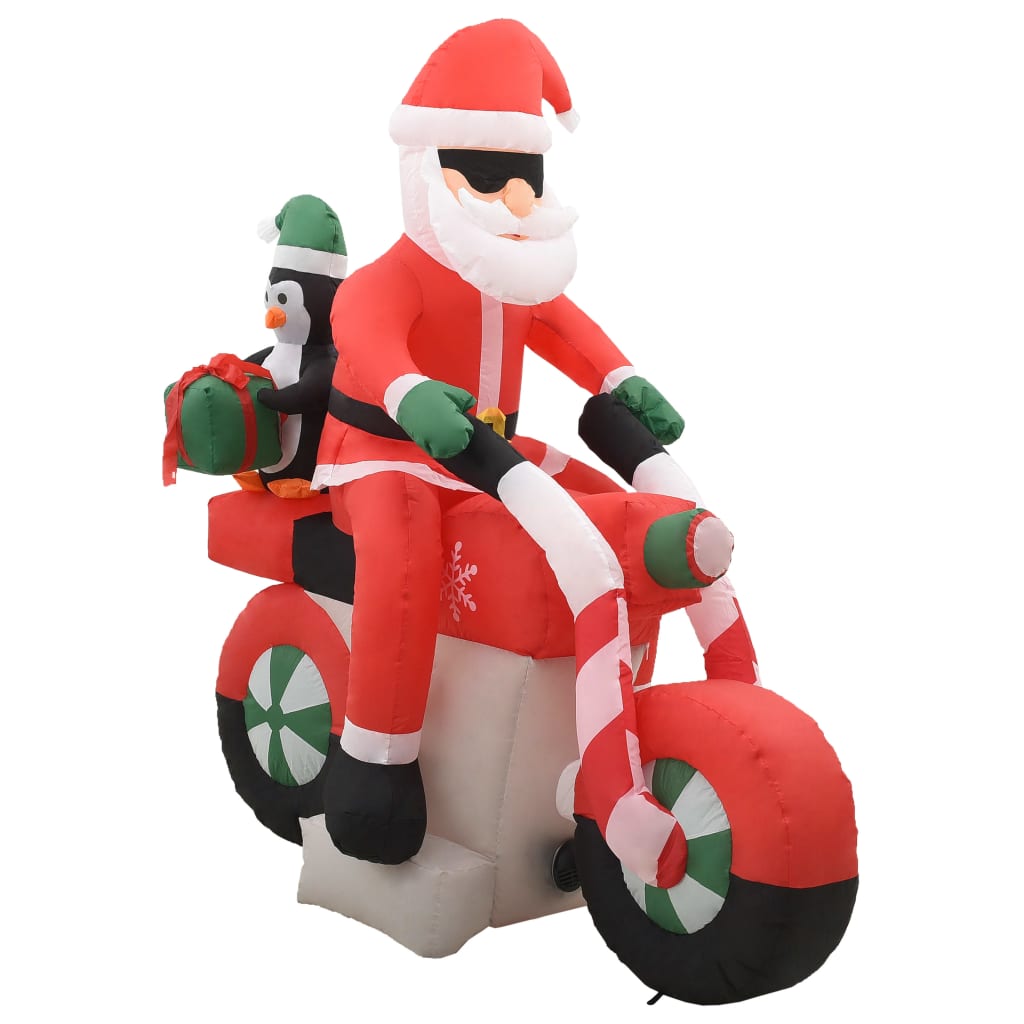 vidaXL Kerstman opblaasbaar op motorfiets LED IP44 160 cm