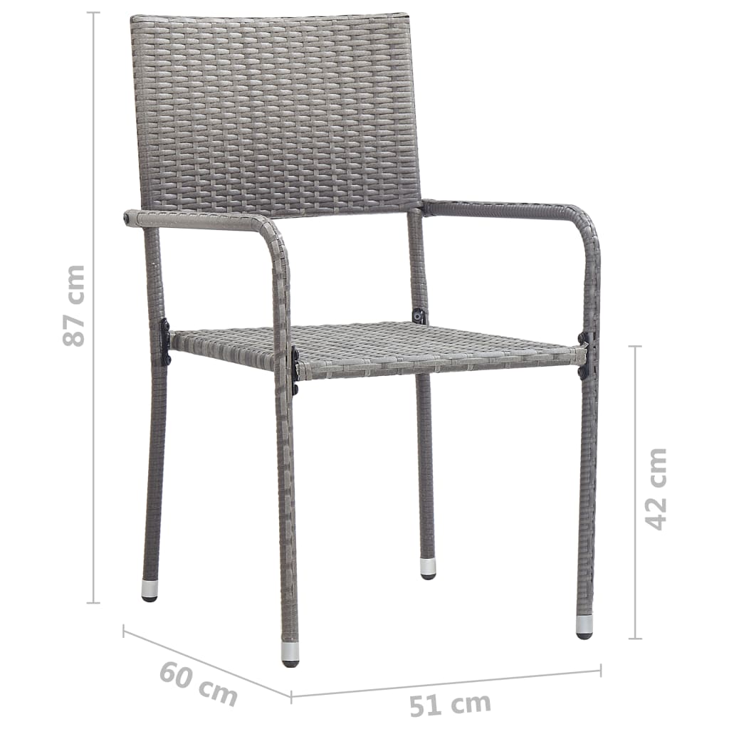 vidaXL Tuinstoelen 6 st stapelbaar poly rattan grijs