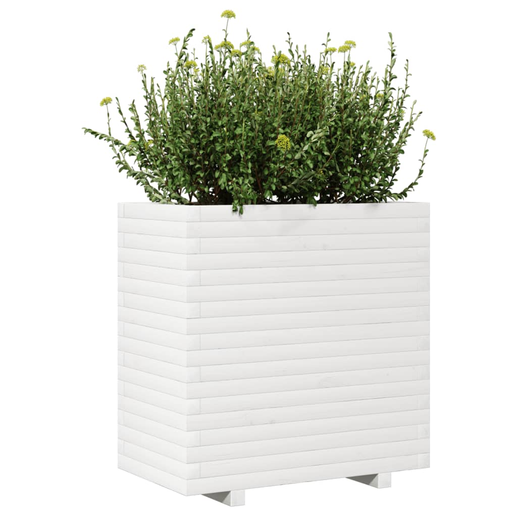 vidaXL Plantenbak 70x40x72 cm massief grenenhout wit