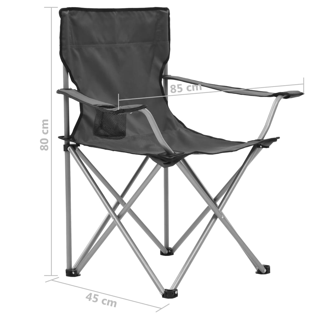 vidaXL Campingtafel en -stoelenset grijs 3-delig
