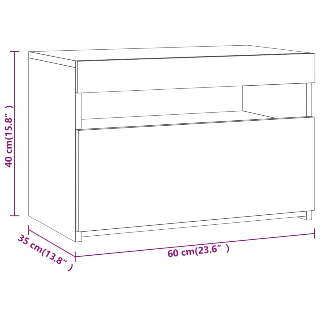 vidaXL Nachtkastje met LED-verlichting 60x35x40 cm grijs sonoma eiken