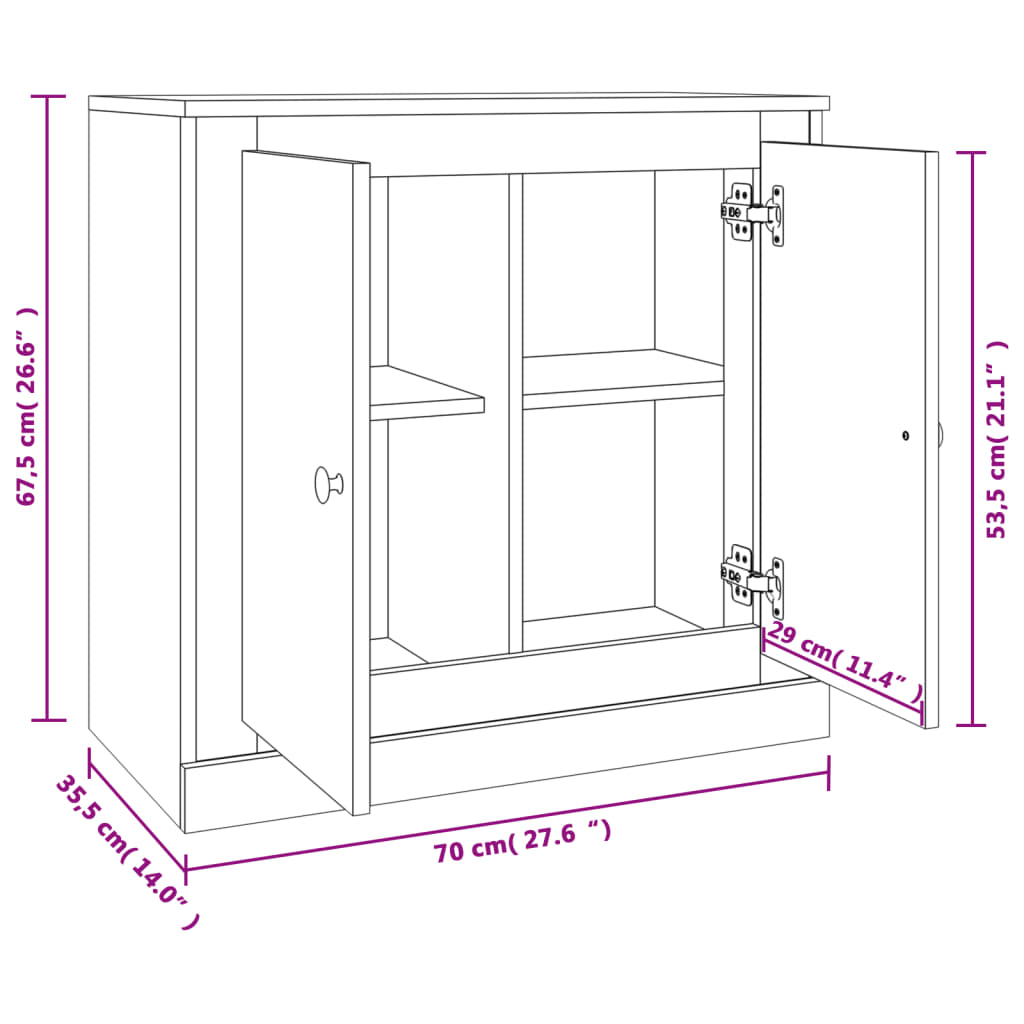 vidaXL Dressoir 70x35,5x67,5 cm bewerkt hout betongrijs