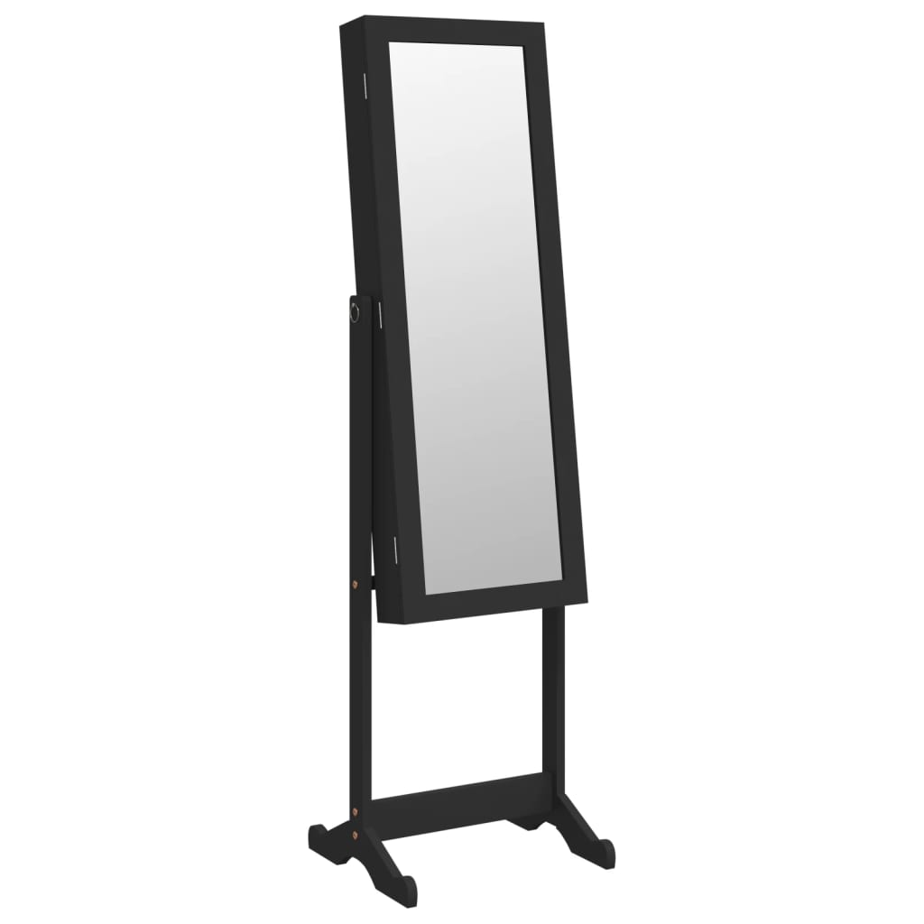 vidaXL Sieradenkast met spiegel en LED-verlichting vrijstaand zwart