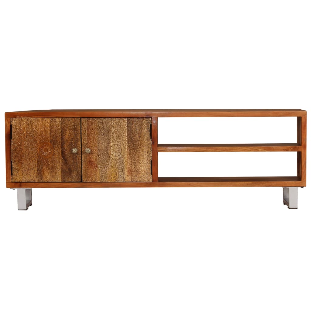 vidaXL Tv-meubel met bewerkte deuren 140x30x40 cm massief hout