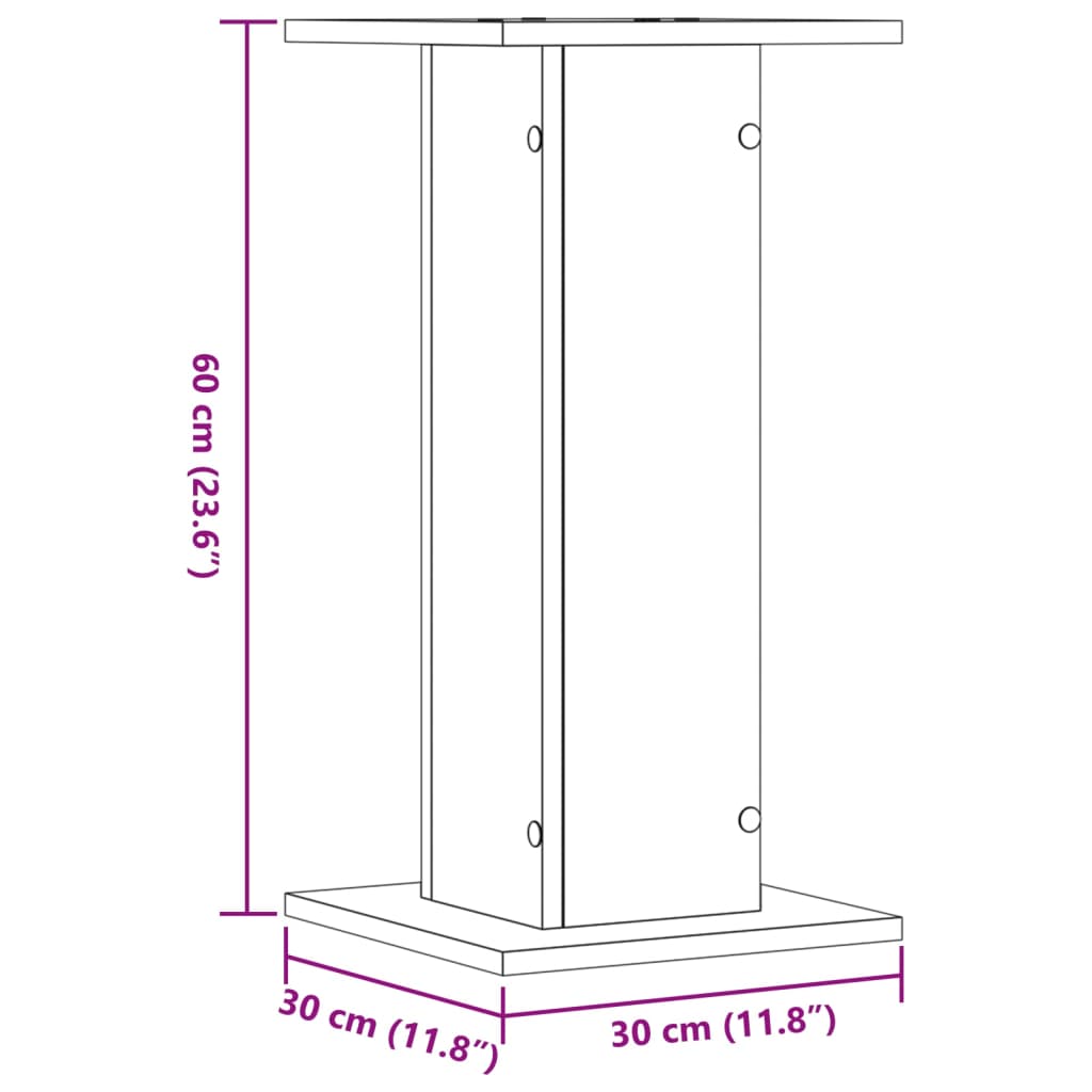 vidaXL Speakerstandaards 2 st 30x30x60 cm hout artisanaal eikenkleurig