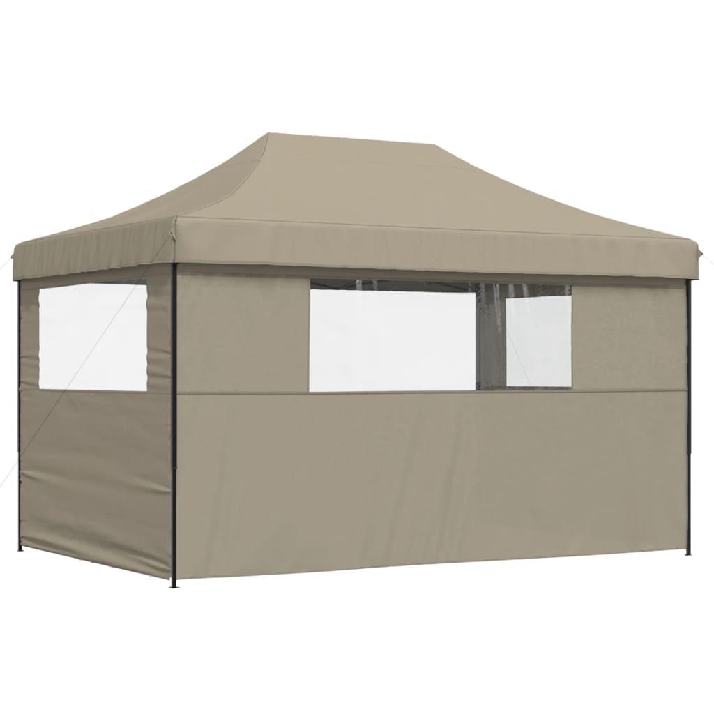 vidaXL Partytent inklapbaar pop-up met 3 zijwanden taupe