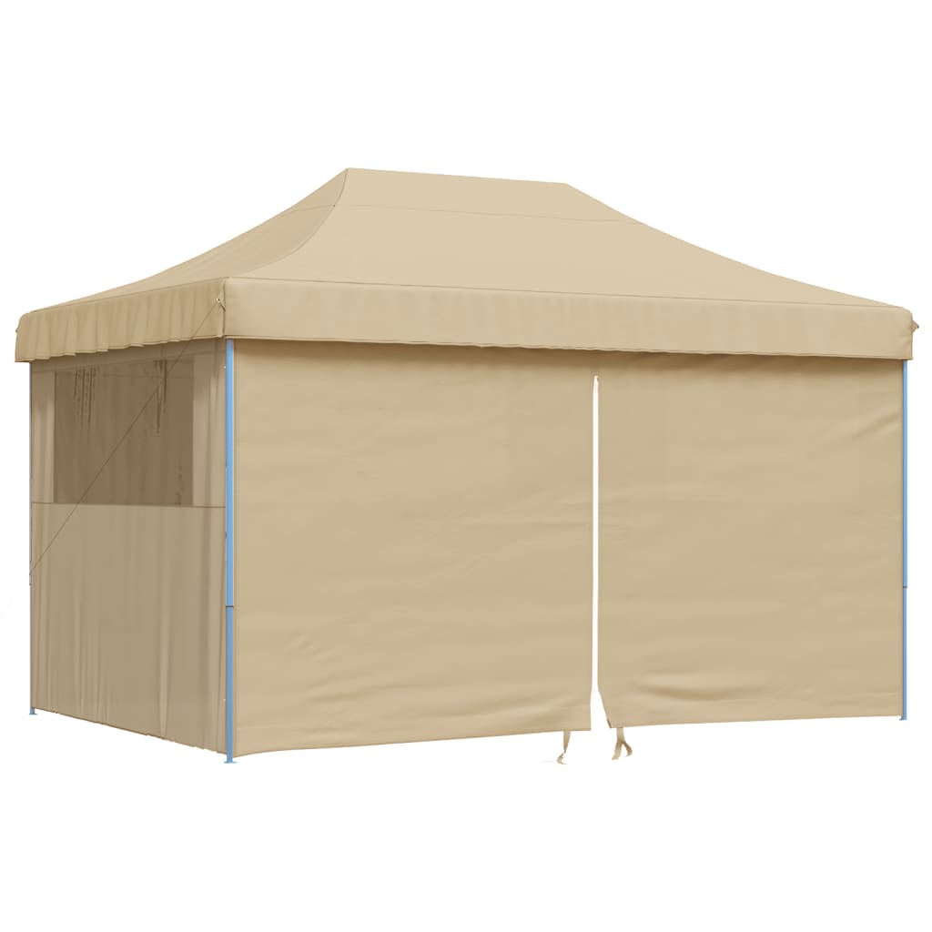 vidaXL Partytent inklapbaar pop-up met 4 zijwanden beige