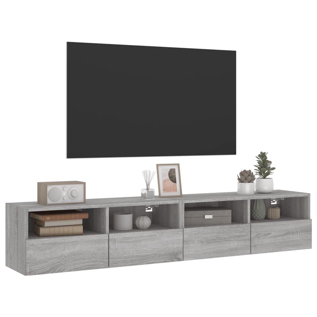 vidaXL Tv-wandmeubels 2 st 80x30x30 cm bewerkt hout grijs sonoma eiken