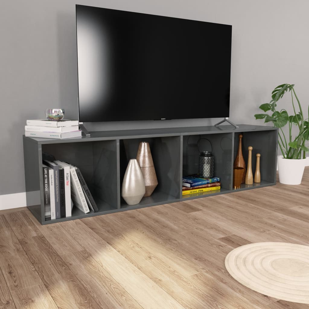 vidaXL Boekenkast/tv-meubel 36x30x143 cm bewerkt hout hoogglans grijs