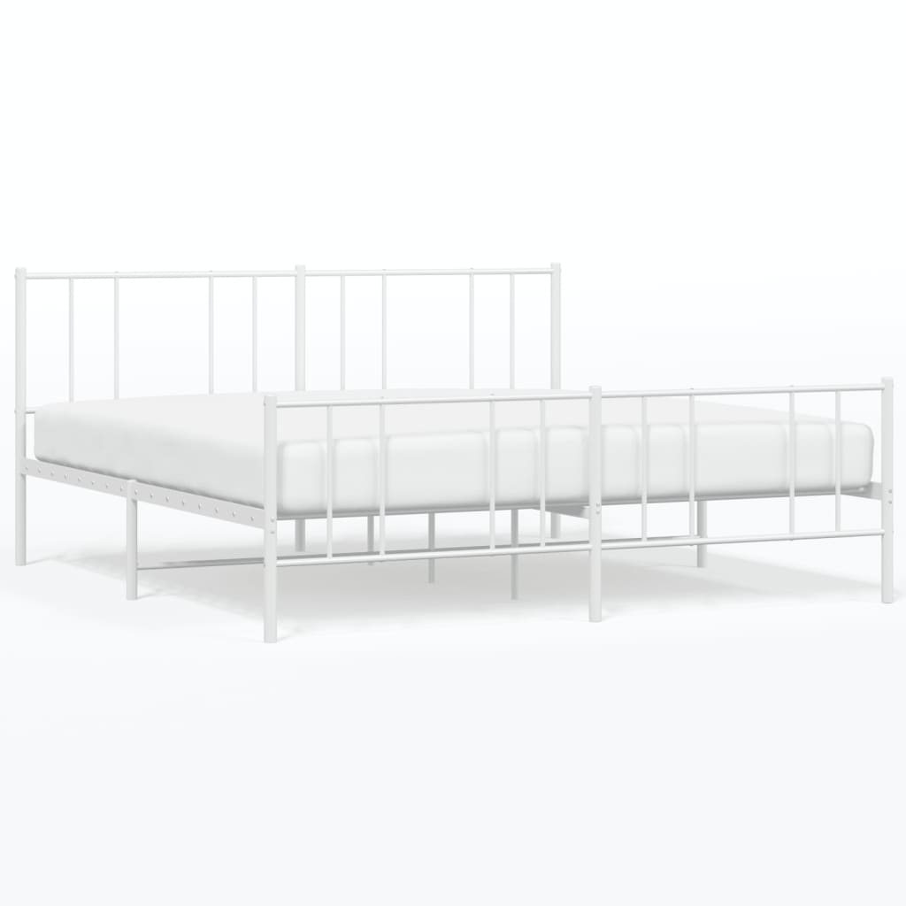 vidaXL Bedframe met hoofd- en voeteneinde metaal wit 200x200 cm