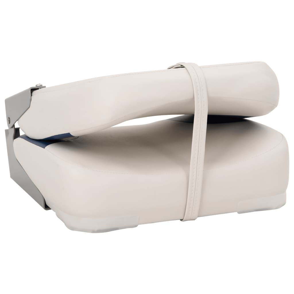 vidaXL 4-delige Bootstoelenset met blauw-witte kussens inklapbaar